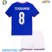Camisa de time de futebol França Aurelien Tchouameni #8 Replicas 1º Equipamento Infantil Europeu 2024 Manga Curta (+ Calças curtas)